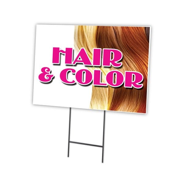 Signmission Hair & Color Yard Sign & Stake outdoor plastic coroplast window, C-1824 Hair & Color C-1824 Hair & Color - main